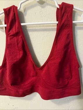 Wireless Red Seamless Bra - Women's Comfort Bralette